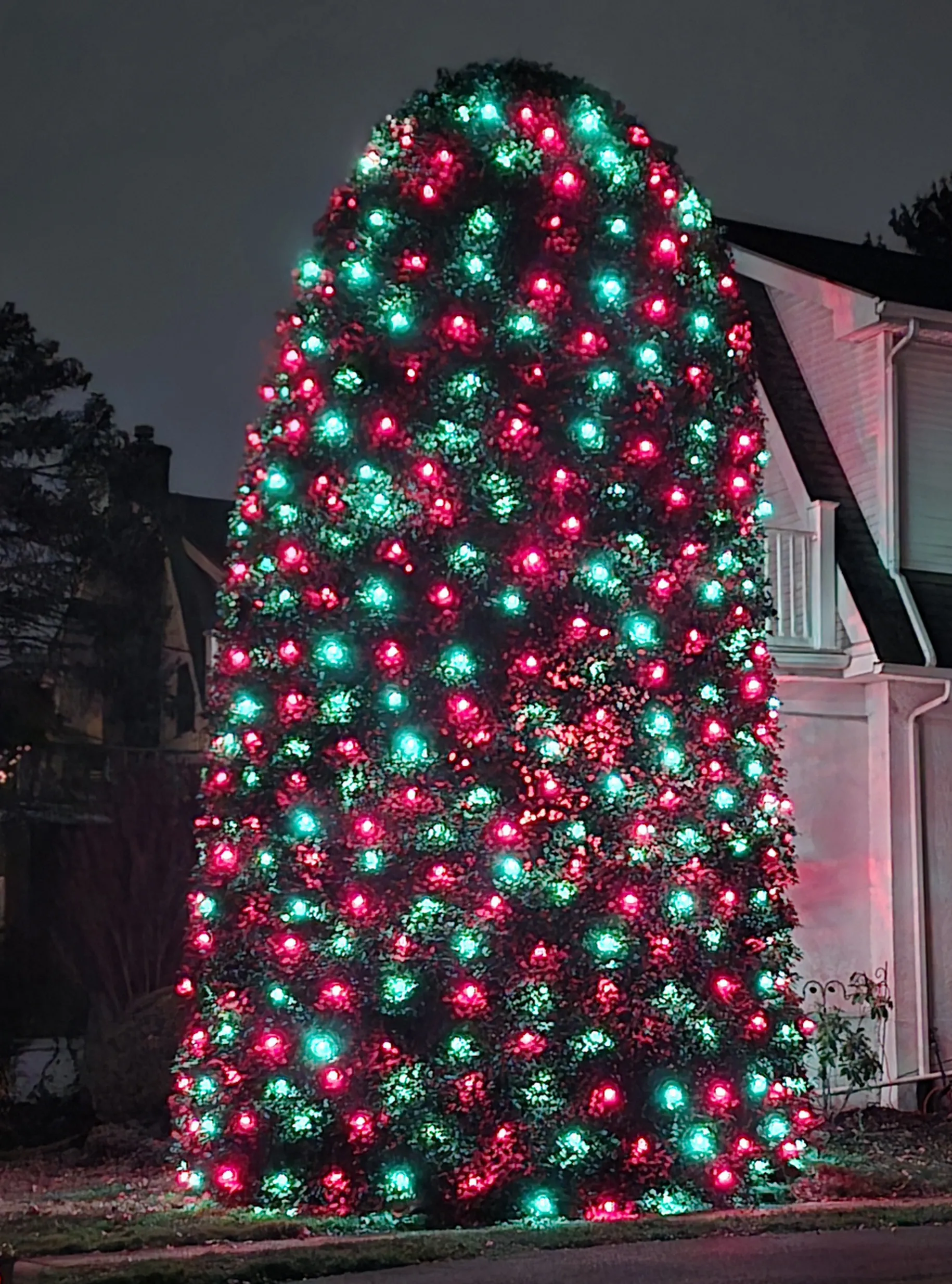 Stunning holiday lighting on a large home